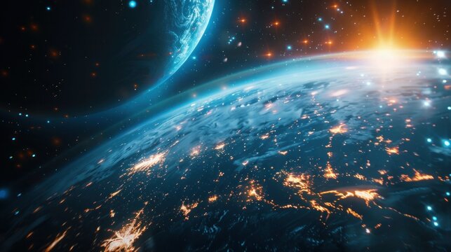 interactive software depicting a digital twin of Earth, being used to predict and adapt to climate related events