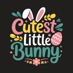Naklejka premium Cutest LITTLE Bunny Adorable Easter Typography SVG Design for Kids and Baby