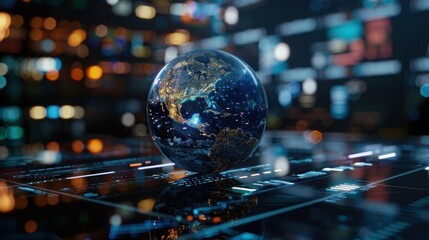 interactive software depicting a digital twin of Earth, being used to predict and adapt to climate related events