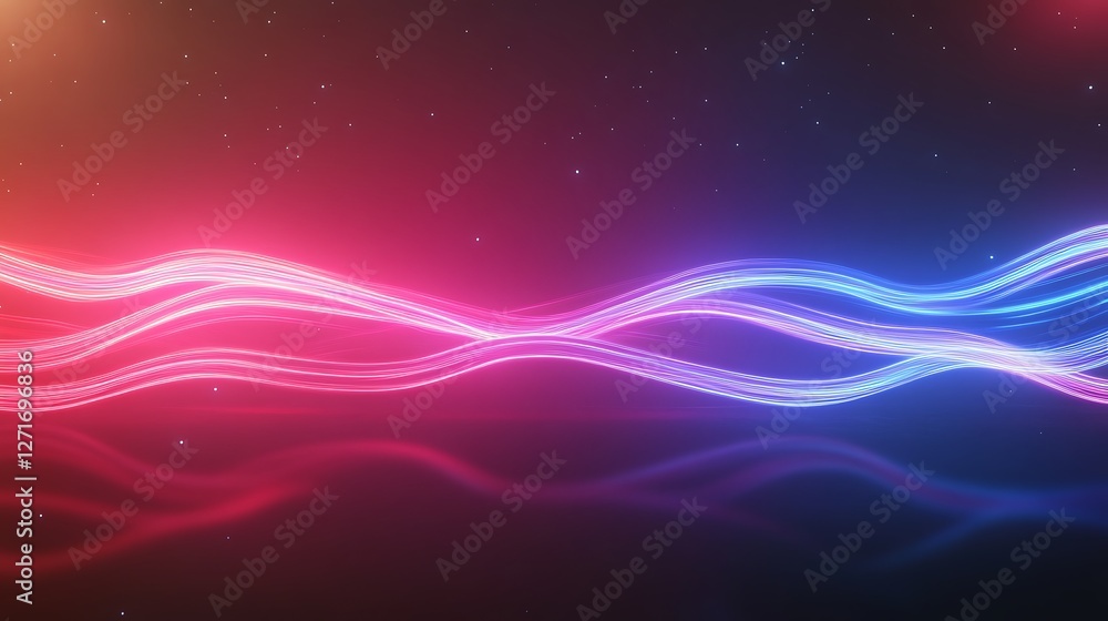 Poster Futuristic neon light trails in red create a vibrant and abstract visual, perfect for modern design and artistic projects.