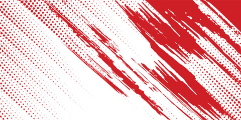 red and white halftone dots gradient grunge texture background color pattern. Dot pop art sport style vector illustration. eps10