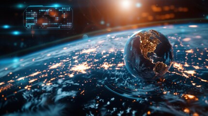 interactive software depicting a digital twin of Earth, being used to predict and adapt to climate related events
