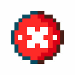 Pixel Art Red Cross Symbol on White Background   Simple 8 Bit Design