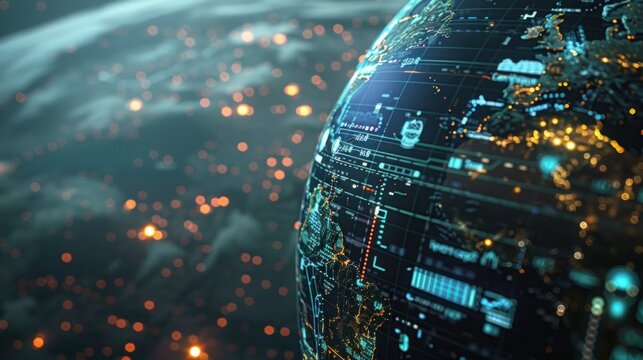 interactive software depicting a digital twin of Earth, being used to predict and adapt to climate related events