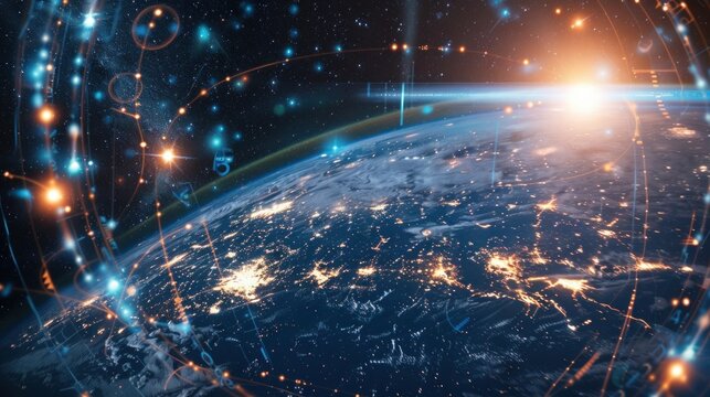 interactive software depicting a digital twin of Earth, being used to predict and adapt to climate related events