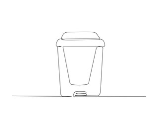 Continuous one line drawing of garbage container design. Waste container or trash can in single line draw illustration. Editable stroke.