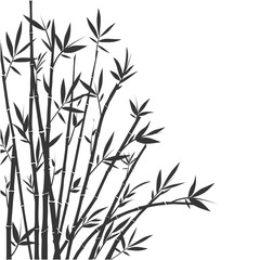 Naklejka premium Bamboo leaves in black and white colors for design. Bamboo luxury design of drawings, fabrics, prints. Japanese pattern vector