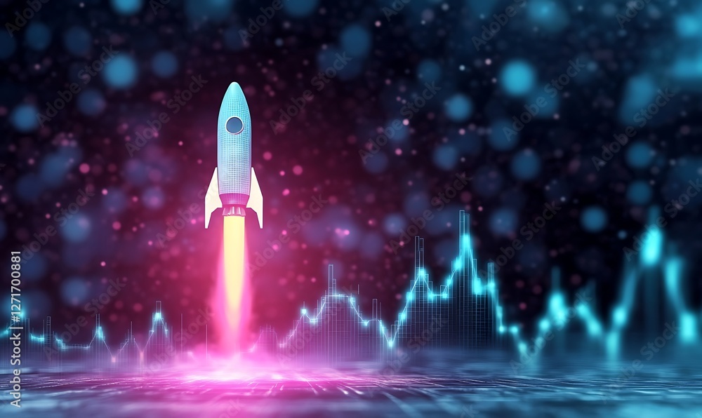 Aufkleber Futuristic business success visualization depicting innovative strategies and growth concepts in a dynamic visual format.