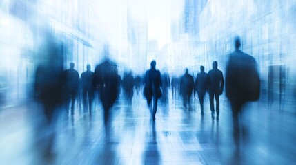 Business people walking on a city street in blur motion effect