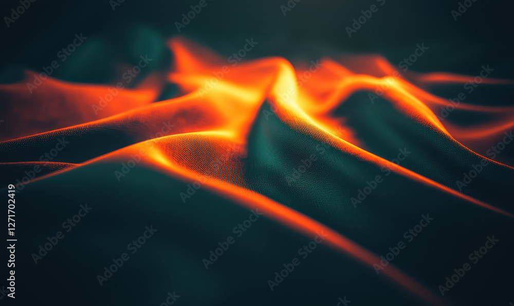 Poster captivating waves of color: an abstract exploration of luxurious fabric texture and dynamic light pl
