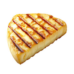 Crispy Grilled Halloumi Cheese Slice with Golden Brown Stripes on a Transparent background for Culinary Presentations