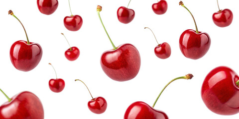 Fresh Cherries Floating in the Air, Isolated on Transparent Background
Realistic Floating Cherries on Transparent Background for Creative Design