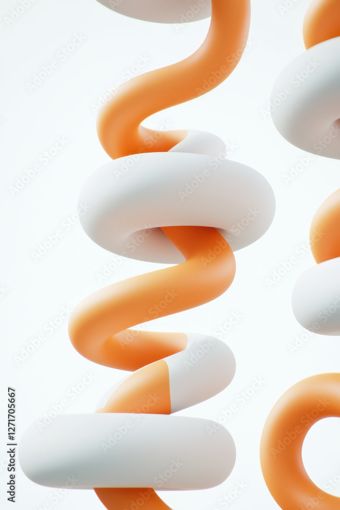 Poster exploring fluidity and form: an abstract representation of colorful shapes in 3d design, merging cre