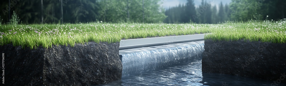 Fototapete Modern cross-section view of an underground structure showcasing innovative architecture and design elements in a detailed image.