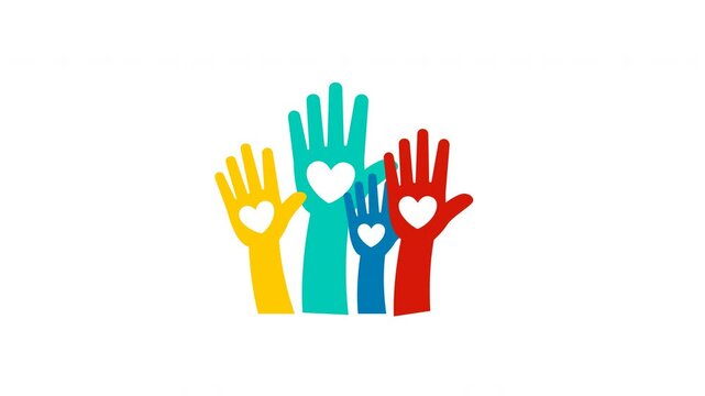 Colorful Hands with Hearts Symbolizing Unity and Support