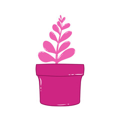  Plant set decorative houseplants illustration that can be used for interior decoration, social media, sticker, wallpaper, card, green house, e.t.c. with green pink color