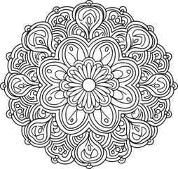 Circular pattern in the form of a mandala. Henna tatoo mandala. Mehndi style. Decorative pattern in oriental style
