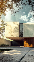 Fototapeta premium Modern Minimalist Concrete House Architecture Design