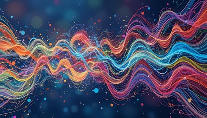 Dynamic gigapixel wave patterns in a colorful digital realm