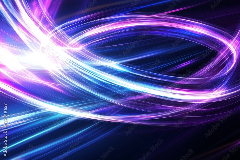 Poster vibrant light trails illuminating a dark background in abstract design