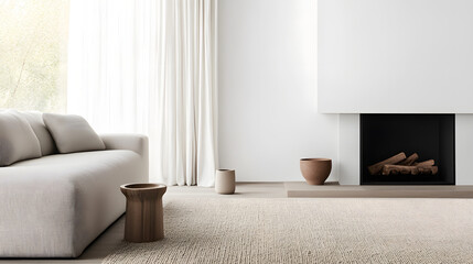 A Minimalist Living Room with a Warm and Inviting Atmosphere
