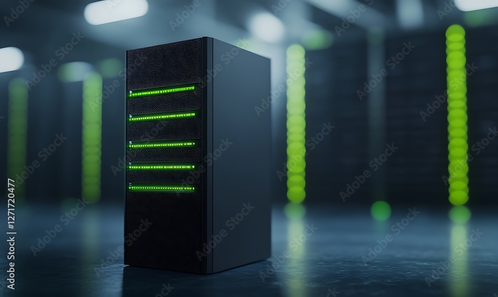 Poster High-resolution 3D rendering of a futuristic cybernetic data interface, ideal for tech and digital design projects.