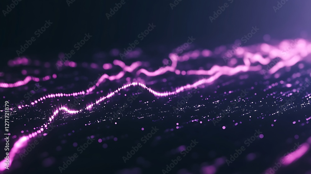 Poster futuristic sound wave visualization featuring glowing neon elements, perfect for creative projects a