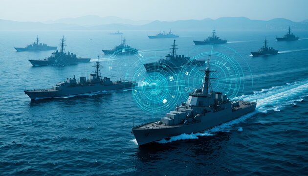 Digital art naval defense technology in oceanic exercises