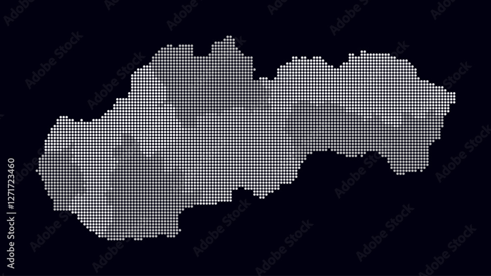 Poster slovakia dotted map. digital style map of the country on dark background. slovakia shape with circle