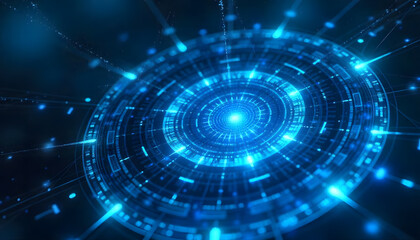 Obraz premium Abstract digital vortex, blue technology background