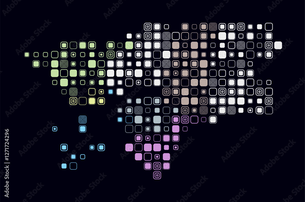 Poster guinea-bissau, shape of the country build of colored cells. digital style map of the guinea-bissau o