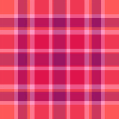 Room texture background textile, realistic tartan check plaid. Display fabric vector pattern seamless in red and pink colors.