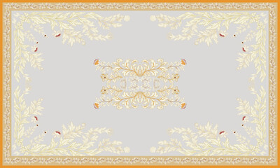 Persian rug Floral original Design Oreintal Flora Damasks embroidery, Persian style. art ornament print.Design for carpet, cover.wallpaper, wrapping, fabric, clothing, tribal vector texture. 