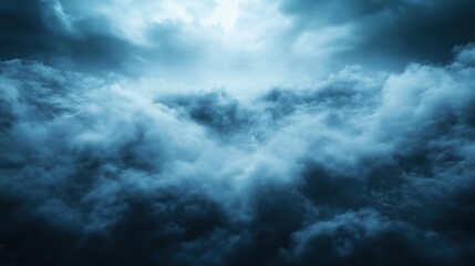 A stunning view of dark blue clouds swirling in the sky, creating a moody atmosphere.