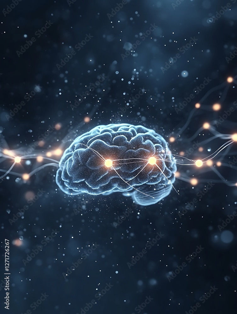 Poster Detailed close-up image of a neurotransmitter molecule, showcasing its structure and features in vivid resolution.