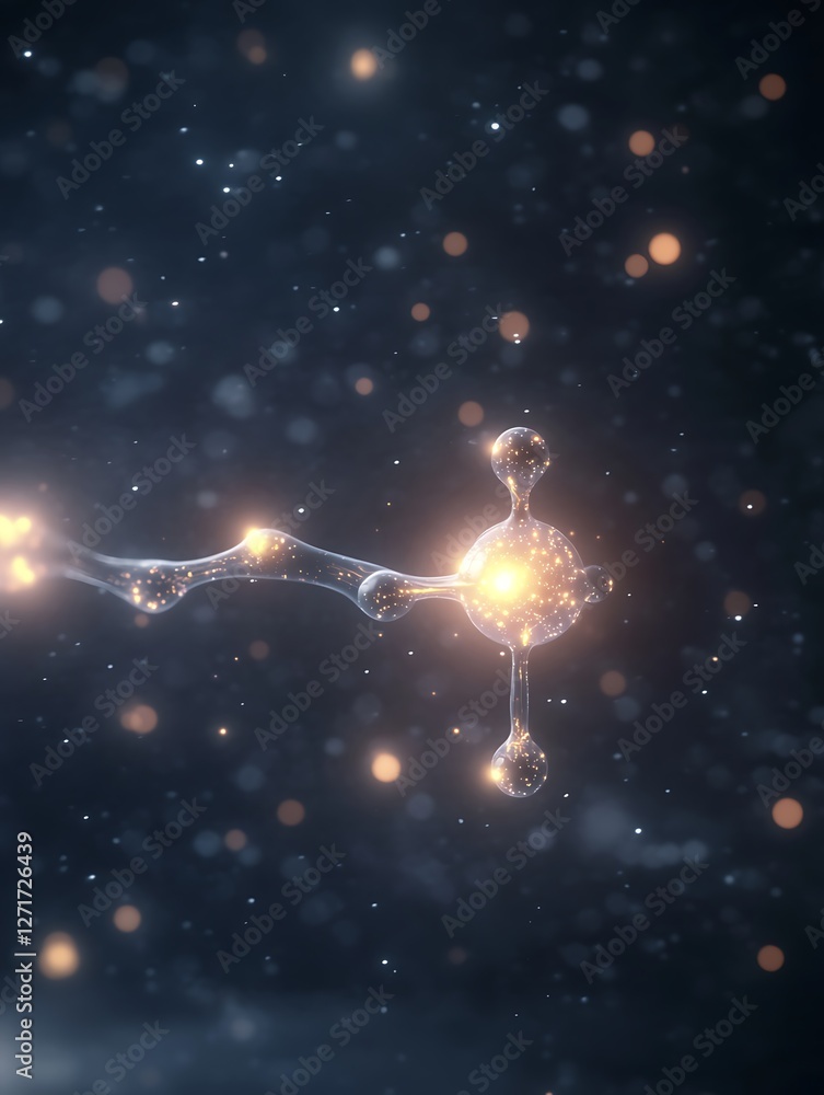 Poster close-up image of a neurotransmitter molecule, showcasing intricate details and structure for scient