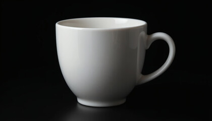 Fototapeta premium Elegant White Cup on Deep Black Background – Minimalist Still Life Photography