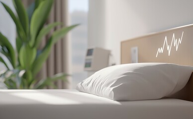 A calm hospital room with a patient lying in bed, their hand visible with a pulse monitor, symbolizing the quiet resilience of healing.