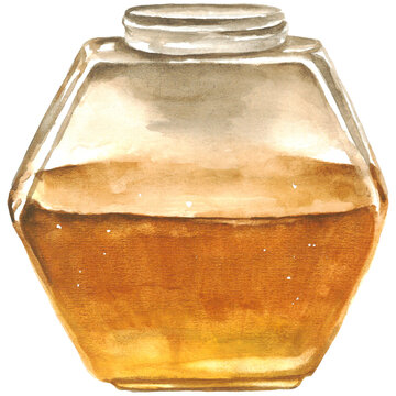 recommend clip art: Watercolor jar of honey clipart element isolated PNG
