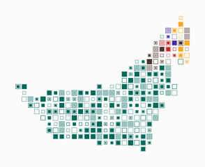 United Arab Emirates, shape of the country built of colored cells. Digital style map of the United Arab Emirates on a white background. Large size square blocks. Classy vector illustration.