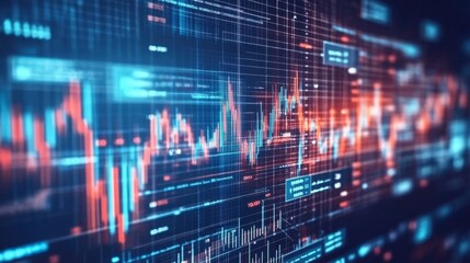 A team of professionals in a modern office discussing business strategy with digital charts on a screen.