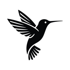 Hummingbird Silhouette - Elegant Bird Vector Icon