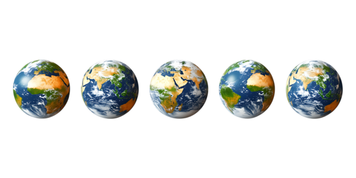Set of 3D Earth Science PNG Against Transparent Background for Educational Materials, Environmental Awareness, or Geography Projects