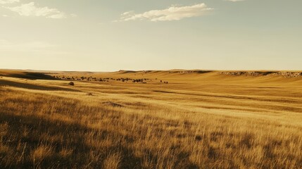 Obraz premium Golden Prairie Expanse: A Stunning Landscape of Endless Grasslands
