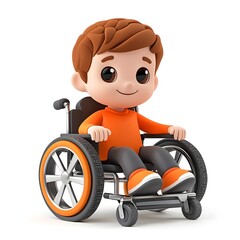 A boy in a wheelchair is smiling