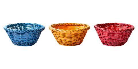 Set of 3D Basket PNG Against Transparent Background for Storage, Shopping, or Home Organization Projects