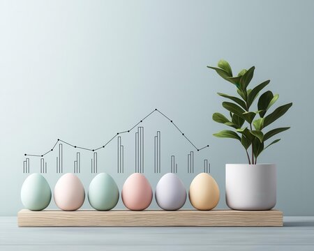 Easterthemed financial strategy board with charts and profit projections