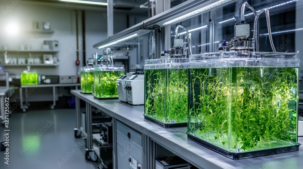 Poster advanced ecolab researching algae bioenergy solutions innovative laboratory high-tech environment sc