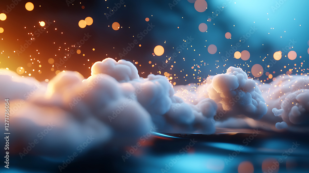 Poster advanced technology concept glowing cloud networks digital environment abstract artwork futuristic a