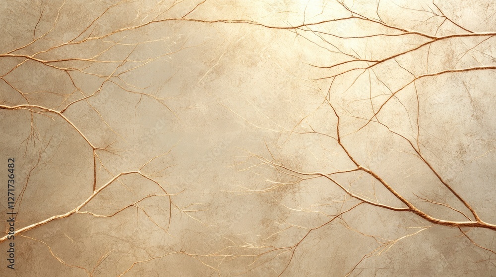 Poster elegant golden branches intertwining against a textured backdrop, creating a serene and sophisticate
